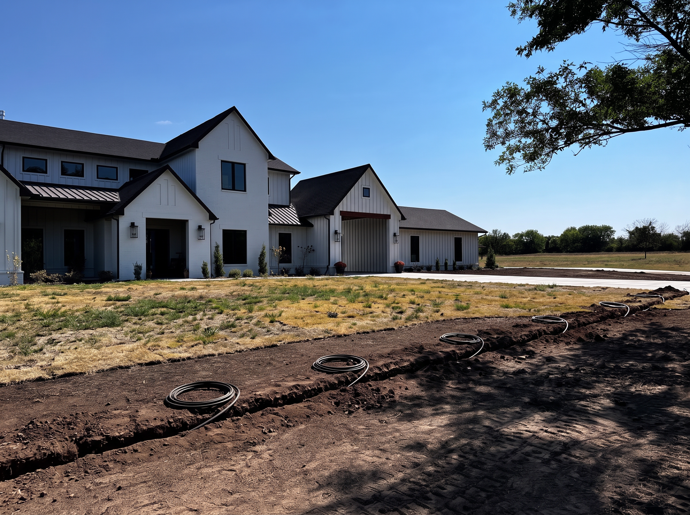 Illustrative visualization of the estate lawn before irrigation installation